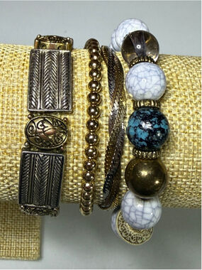 Multi metal curated bracelet bundle